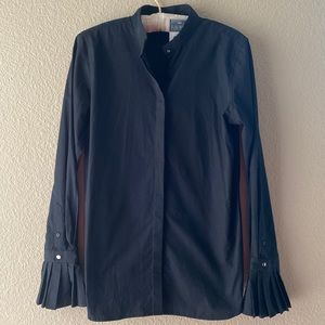 NWT Ralph Lauren Pleated Cuff Blouse | Small black ruffle button long sleeve